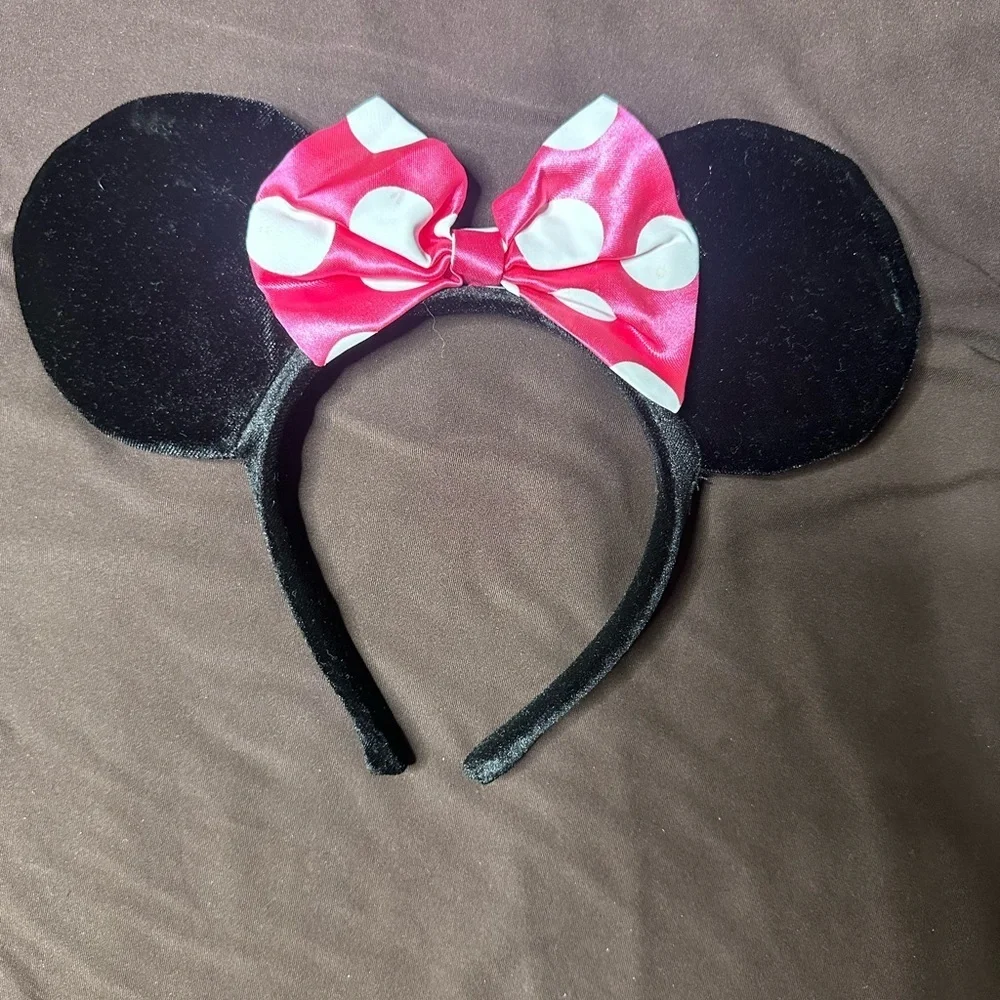 Disney Mickey Mouse Ears Headband with Pink Polka Dot Bow